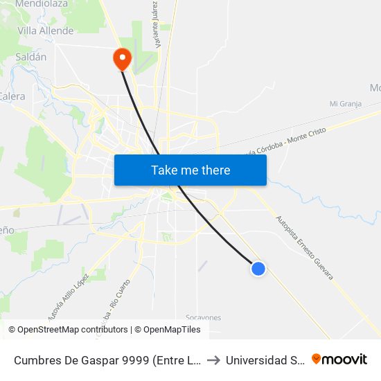 Cumbres De Gaspar 9999 (Entre La Carbonada) to Universidad Siglo 21 map