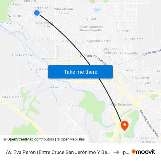 Av. Eva Perón (Entre Cruce San Jerónimo Y Bell Ville) to Ipef map