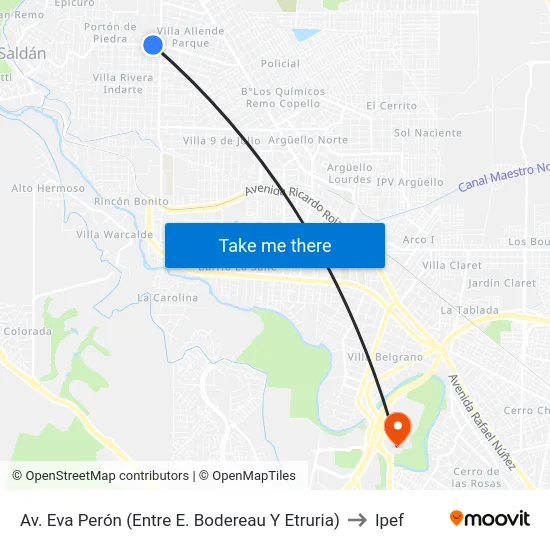 Av. Eva Perón (Entre E. Bodereau Y Etruria) to Ipef map