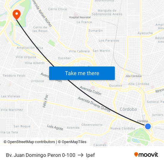 Bv. Juan Domingo Peron 0-100 to Ipef map