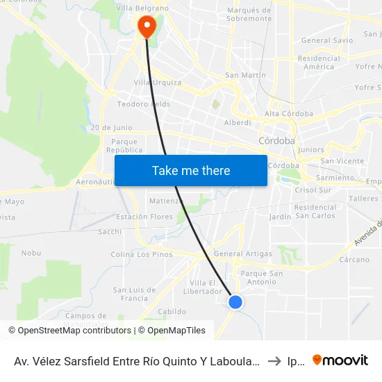 Av. Vélez Sarsfield Entre Río Quinto Y Laboulaye) to Ipef map