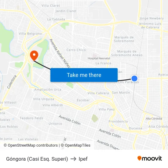 Góngora (Casi Esq. Superi) to Ipef map