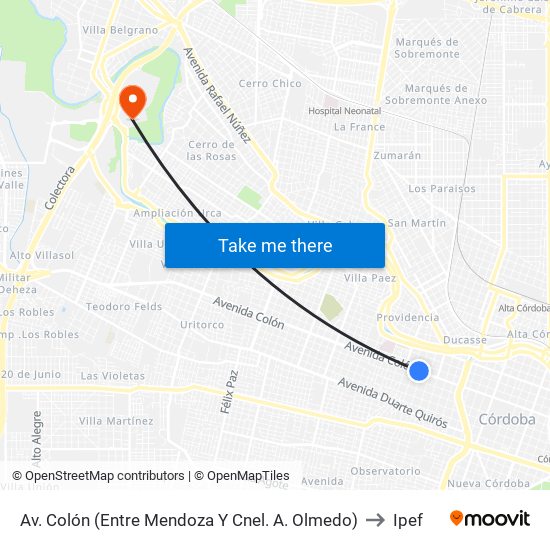Av. Colón (Entre Mendoza Y Cnel. A. Olmedo) to Ipef map