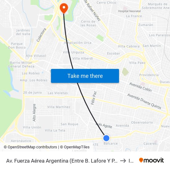 Av. Fuerza Aérea Argentina (Entre B. Lafore Y P. Lozano) to Ipef map