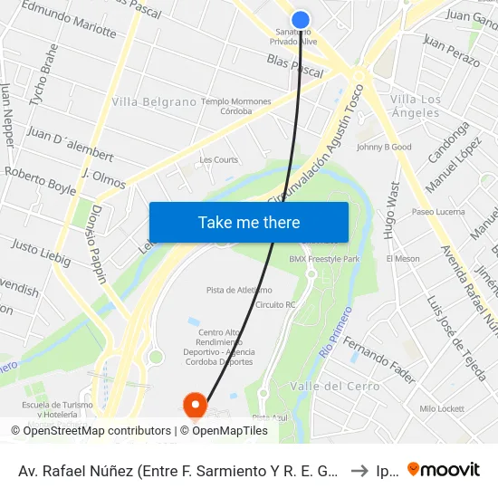 Av. Rafael Núñez  (Entre F. Sarmiento Y R. E. Gaviola) to Ipef map