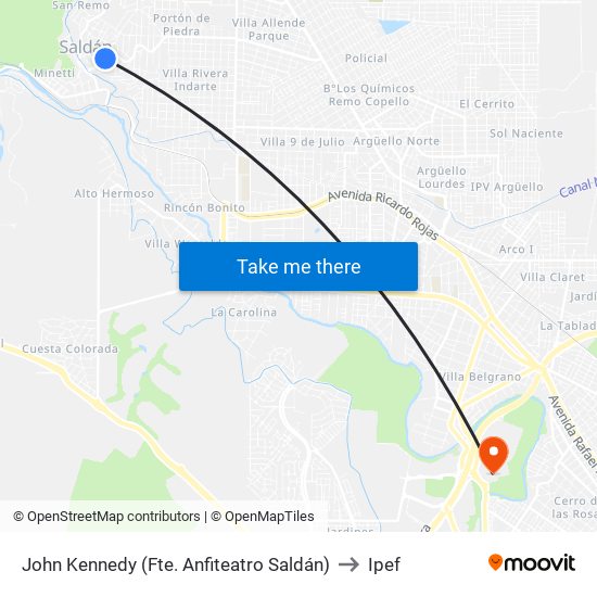 John Kennedy (Fte. Anfiteatro Saldán) to Ipef map