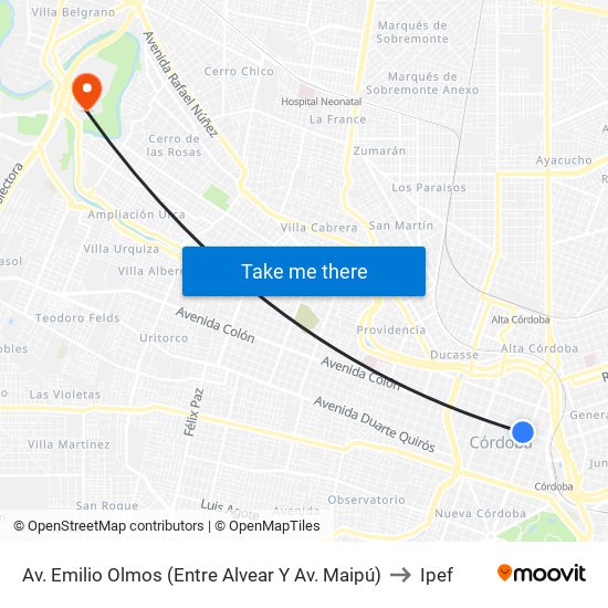 Av. Emilio Olmos (Entre Alvear Y Av. Maipú) to Ipef map