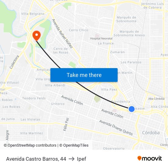 Avenida Castro Barros, 44 to Ipef map