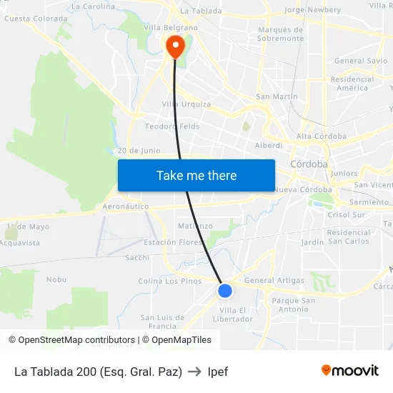 La Tablada 200 (Esq. Gral. Paz) to Ipef map