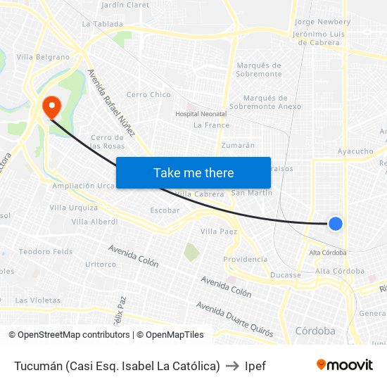 Tucumán (Casi Esq. Isabel La Católica) to Ipef map