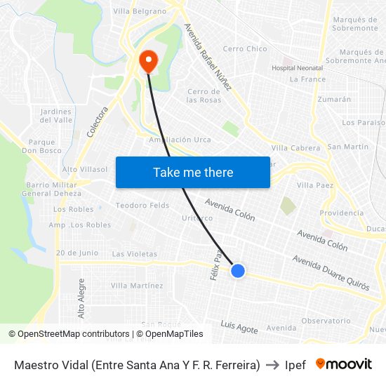 Maestro Vidal (Entre Santa Ana Y F. R. Ferreira) to Ipef map