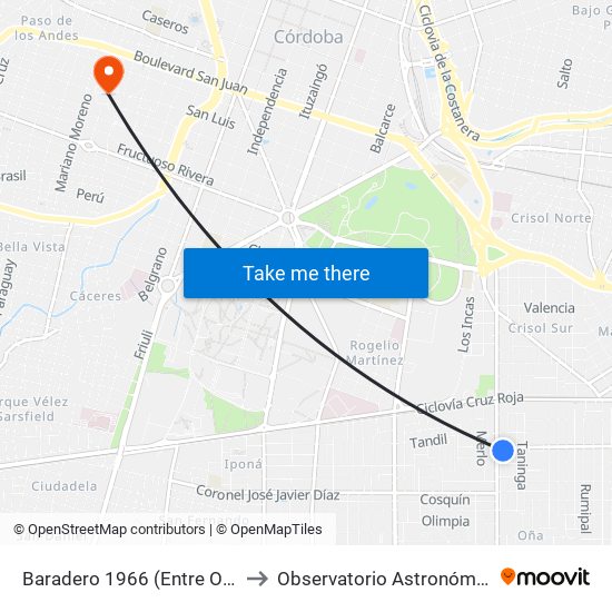 Baradero 1966 (Entre O'Higgins Y Ansenuza) to Observatorio Astronómico De Córdoba - Unc map