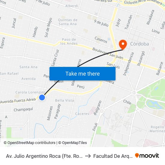 Av. Julio Argentino Roca (Fte. Rotonda Ala Delta) to Facultad De Arquitectura map