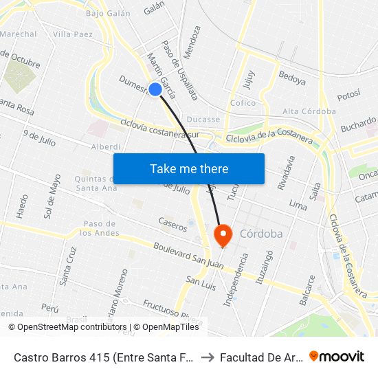 Castro Barros 415 (Entre Santa Fe Y Agustin Olmedo) to Facultad De Arquitectura map
