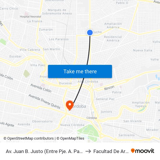 Av. Juan B. Justo (Entre Pje. A. Pacheco Y Anacreonte) to Facultad De Arquitectura map