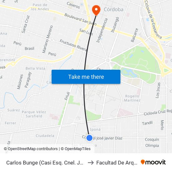 Carlos Bunge (Casi Esq. Cnel. José Javier Díaz) to Facultad De Arquitectura map