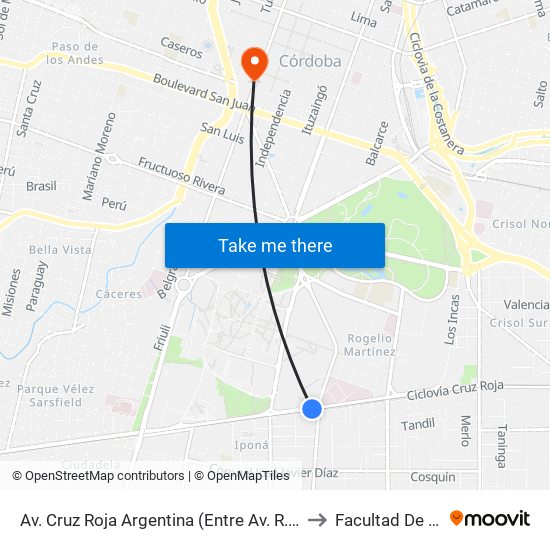 Av. Cruz Roja Argentina (Entre Av. R. N. Martínez Y Av. Valparaíso) to Facultad De Arquitectura map
