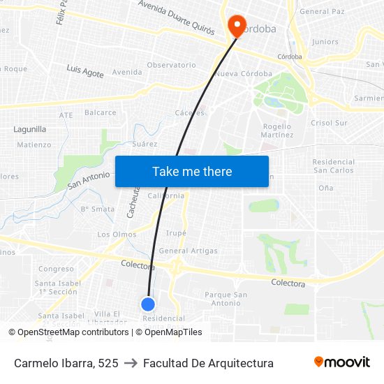 Carmelo Ibarra, 525 to Facultad De Arquitectura map