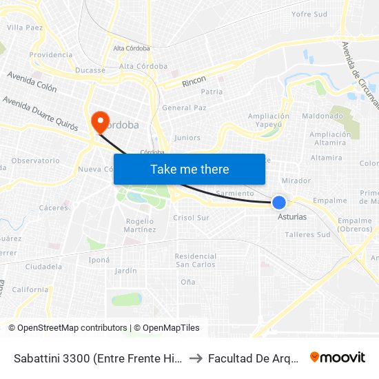 Sabattini 3300 (Entre Frente Hiper Libertad) to Facultad De Arquitectura map