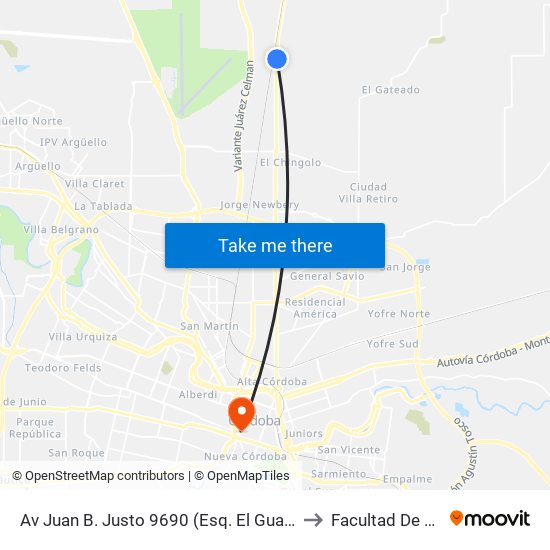 Av Juan B. Justo 9690 (Esq. El Guardamonte (Plaza Guiñazu)) to Facultad De Arquitectura map