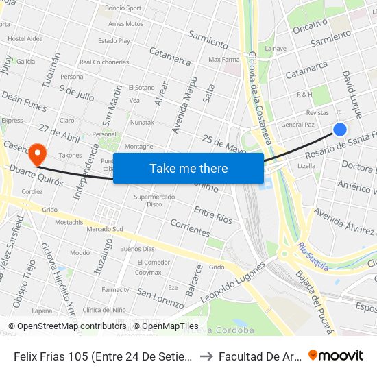 Felix Frias 105 (Entre 24 De Setiembre Y 25 De Mayo) to Facultad De Arquitectura map