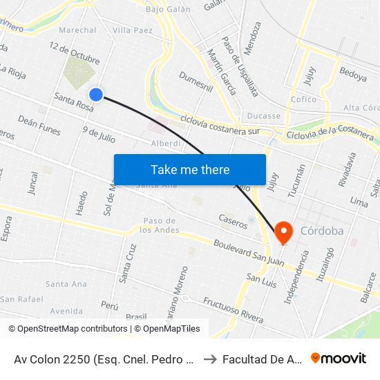 Av Colon 2250 (Esq. Cnel. Pedro Zanni (Fte Super Vea)) to Facultad De Arquitectura map