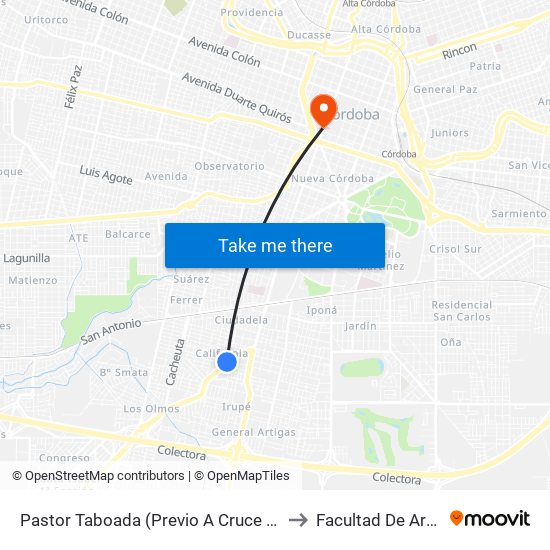 Pastor Taboada (Previo A Cruce Armada Argentina) to Facultad De Arquitectura map