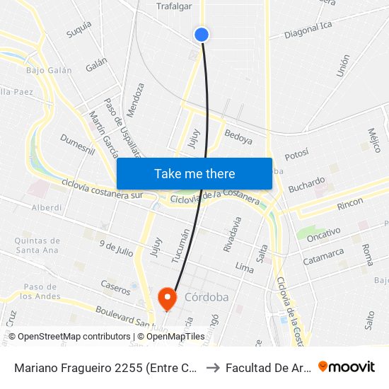 Mariano Fragueiro 2255 (Entre Castelar Y Cervantes) to Facultad De Arquitectura map