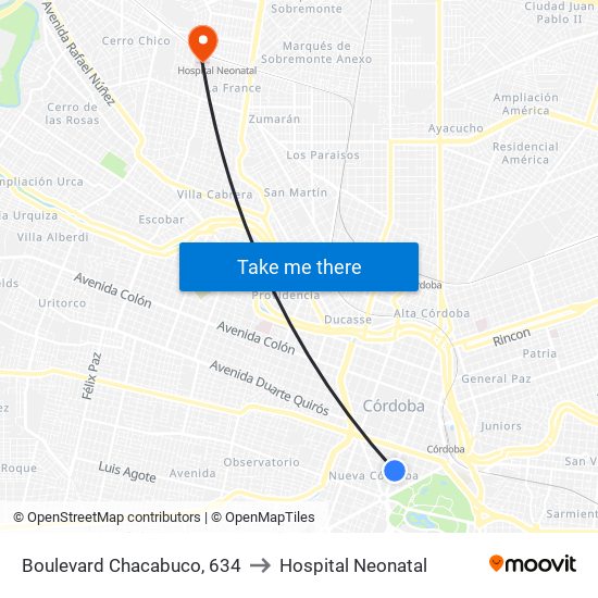 Boulevard Chacabuco, 634 to Hospital Neonatal map