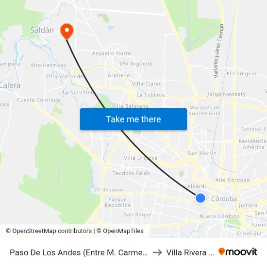 Paso De Los Andes (Entre M. Carmelo Y Av. D. Quirós) to Villa Rivera Indarte map