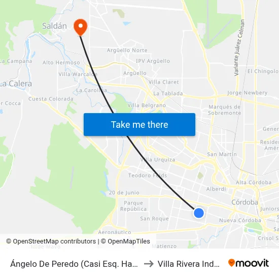 Ángelo De Peredo (Casi Esq. Haedo) to Villa Rivera Indarte map
