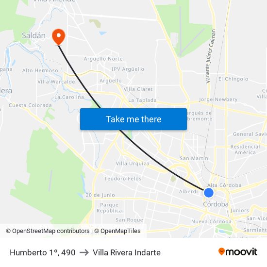 Humberto 1º, 490 to Villa Rivera Indarte map