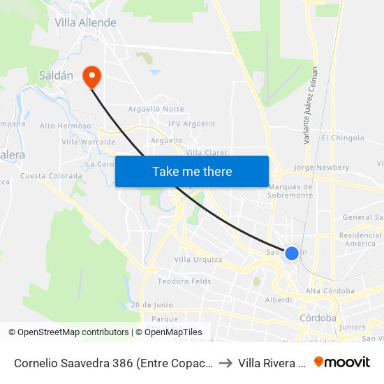 Cornelio  Saavedra 386 (Entre Copacabana Y Suquia) to Villa Rivera Indarte map