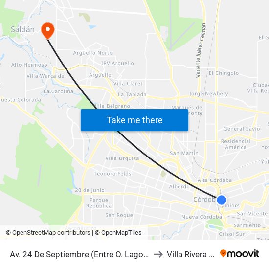Av. 24 De Septiembre (Entre O. Lagos Y Gral. F. Ortíz) to Villa Rivera Indarte map