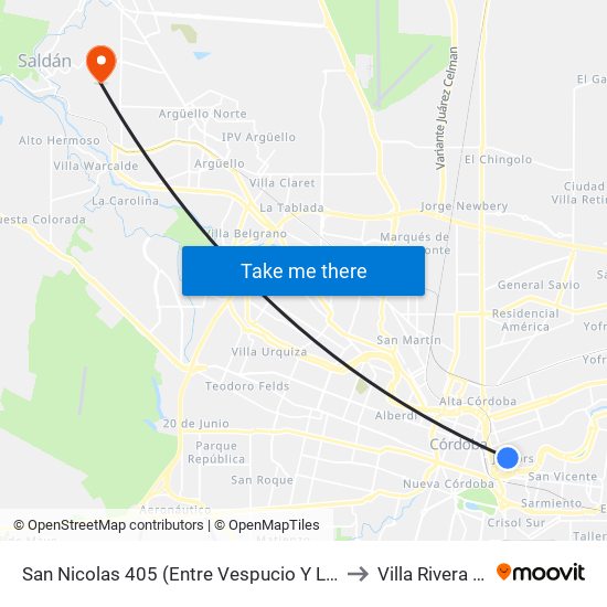 San Nicolas 405 (Entre Vespucio Y Leonor De Tejeda) to Villa Rivera Indarte map