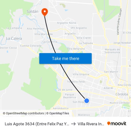 Luis Agote 3634 (Entre Felix Paz Y Warnes) to Villa Rivera Indarte map