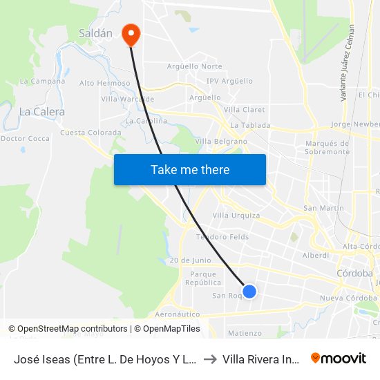 José Iseas (Entre L. De Hoyos Y L. Agote) to Villa Rivera Indarte map