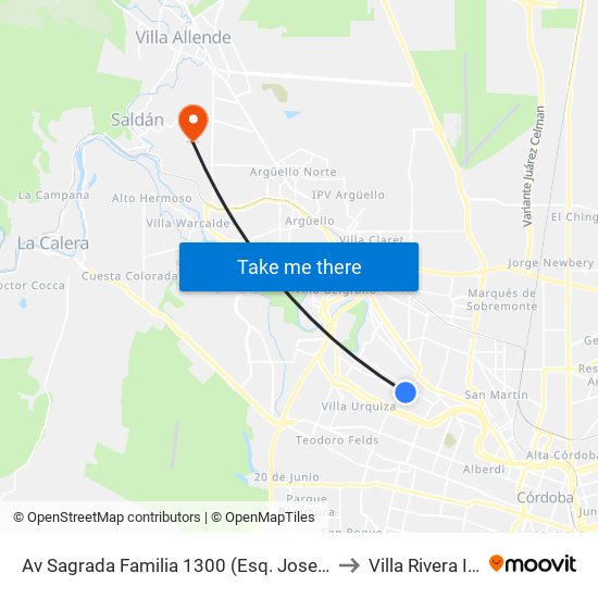 Av Sagrada Familia 1300 (Esq. Jose Barros Pasos) to Villa Rivera Indarte map