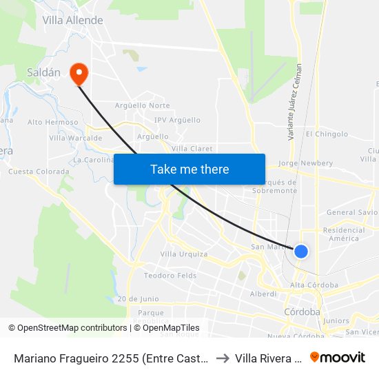 Mariano Fragueiro 2255 (Entre Castelar Y Cervantes) to Villa Rivera Indarte map