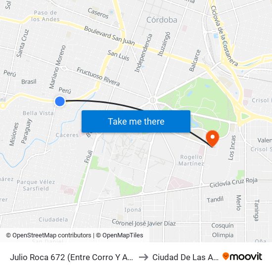 Julio Roca 672 (Entre Corro Y Artigas) to Ciudad De Las Artes map