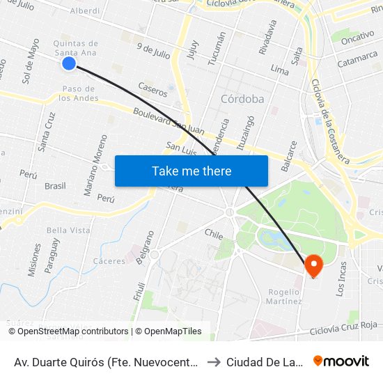 Av. Duarte Quirós (Fte. Nuevocentro Shopping) to Ciudad De Las Artes map