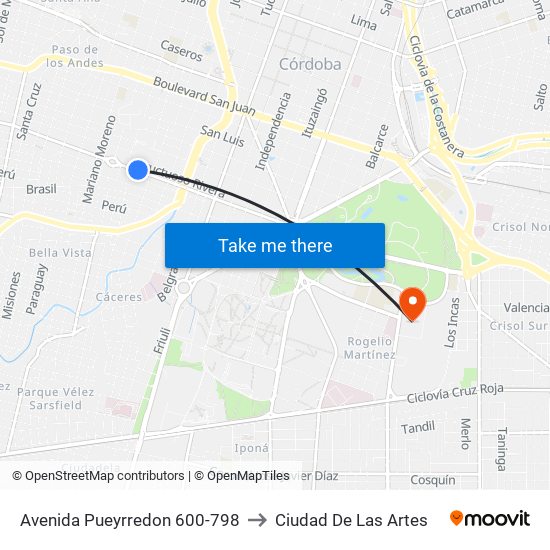 Avenida Pueyrredon 600-798 to Ciudad De Las Artes map
