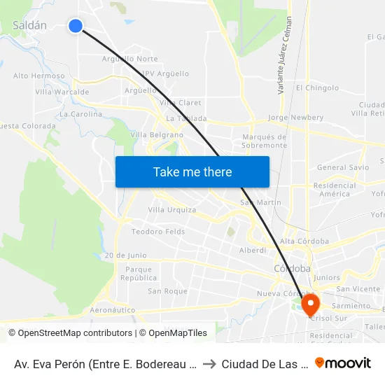 Av. Eva Perón (Entre E. Bodereau Y Etruria) to Ciudad De Las Artes map