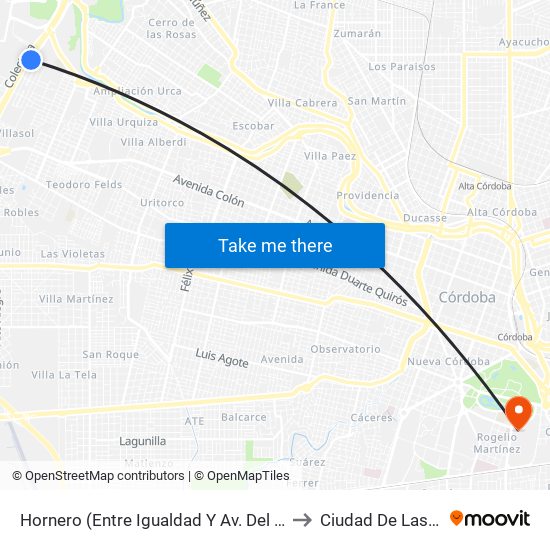 Hornero (Entre Igualdad Y Av. Del Piamonte) to Ciudad De Las Artes map