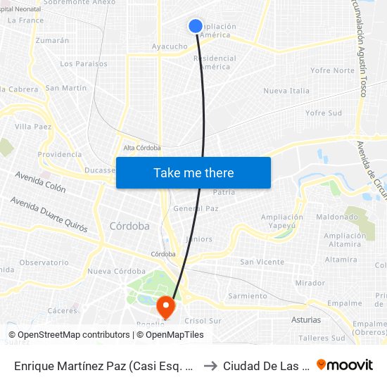 Enrique Martínez Paz (Casi Esq. Los Ticas) to Ciudad De Las Artes map