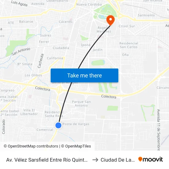 Av. Vélez Sarsfield Entre Río Quinto Y Laboulaye) to Ciudad De Las Artes map