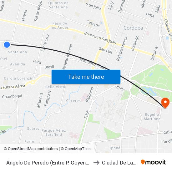 Ángelo De Peredo (Entre P. Goyena Y O. Correa) to Ciudad De Las Artes map