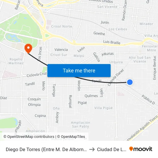 Diego De Torres (Entre M. De Albornoz Y P. De Escobar) to Ciudad De Las Artes map