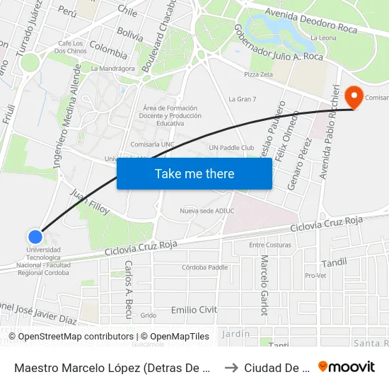 Maestro Marcelo López (Detras De Min. De Desarrollo Social) to Ciudad De Las Artes map