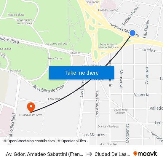 Av. Gdor. Amadeo Sabattini (Frente A Claro) to Ciudad De Las Artes map